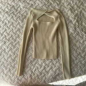 ASTR Cream Sweater with square neck detail